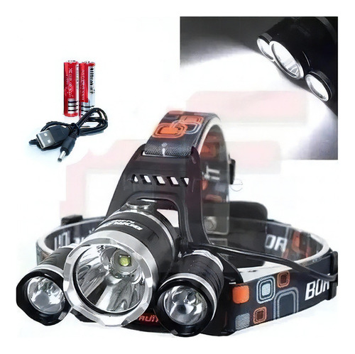 Lanterna Cabeça Recarregável Triplo T6 Led Cree Profissional