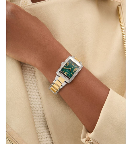 Reloj Guess Bonnie Mujer Verde Correa Bitono Bisel Plateado