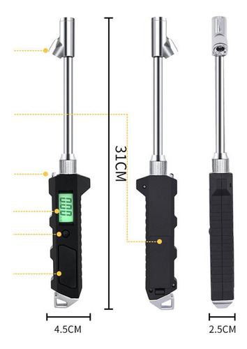 2pc 0-230psi Digital Head Truck Rv Medidor De Presión De