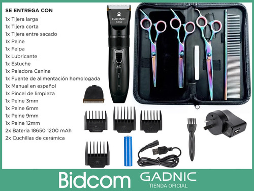 Imagen 8 de 10 de Kit Cortadora Pelo Perros + Tijeras Caninas Con Estuche Pro