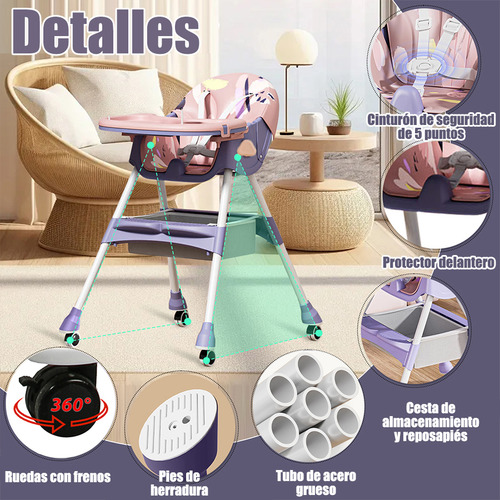 Silla Periquera Portatil De Comer Para Bebe Plegable Asiento