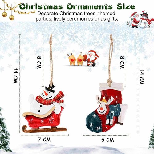 8pcs Santa Snowman Ornaments Christmas Hanging Pendants