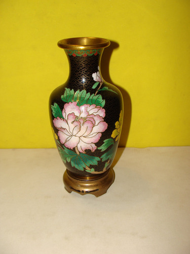 Jarrón Japones Cloisonne Motivo Floral En Rosario (Usado)