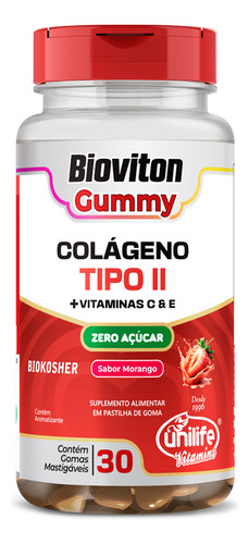 Gummy Colágeno Tipo Ii Morango Unilife 30 Gomas