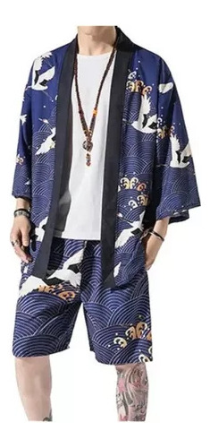 Chaqueta Y Pantalones Cortos Tipo Kimono Para Hombre