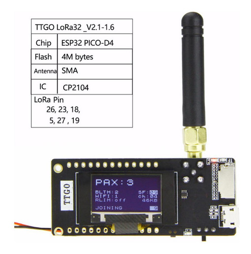 Ttgo Lora32 V2.1 433 Mhz Esp32 Oled 0,96 Polegadas Bluetooth