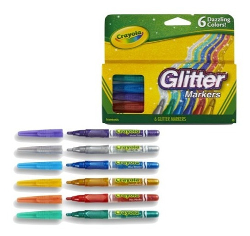 Crayola Marcadores Glitter 6 Colores Brillantes Xchws P