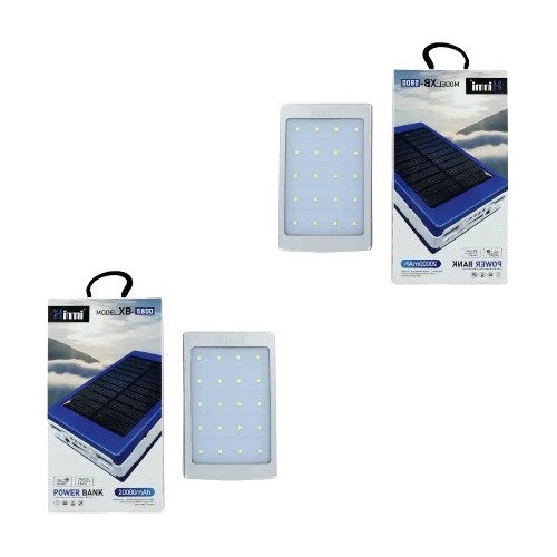 Kit 2 Pzs Power Bank Solar Portátil 20000mah Lampara Led /e