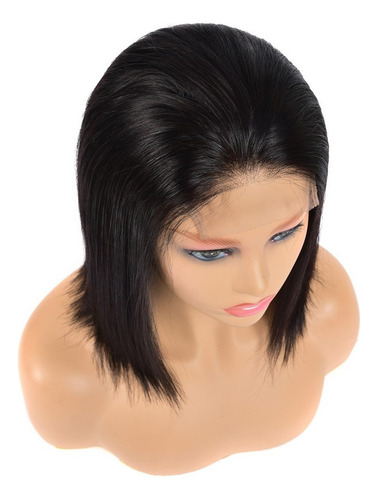 Peruca Front Lace De Cabelo Humano Natural 30cm Ondulado
