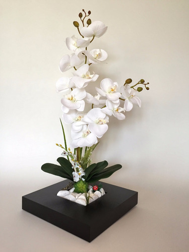 Arranjo De Orquídeas Silicone Artificiais Vaso Preto | Parcelamento sem  juros