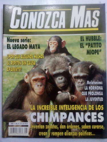 Imagen 1 de 4 de Revista Conozca Más Año 7 No. 8 Inteligencia Chimpancés