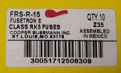 Imagen 6 de 6 de Frs-r-15 Bussmann Fusible 15a 600v