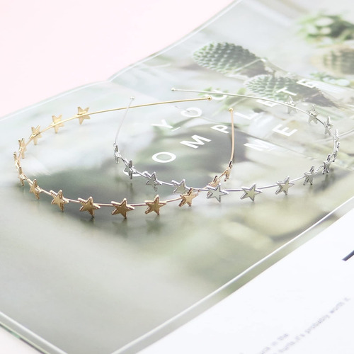 Set De 2 Diademas De Estrellas Doradas Y Plateadas