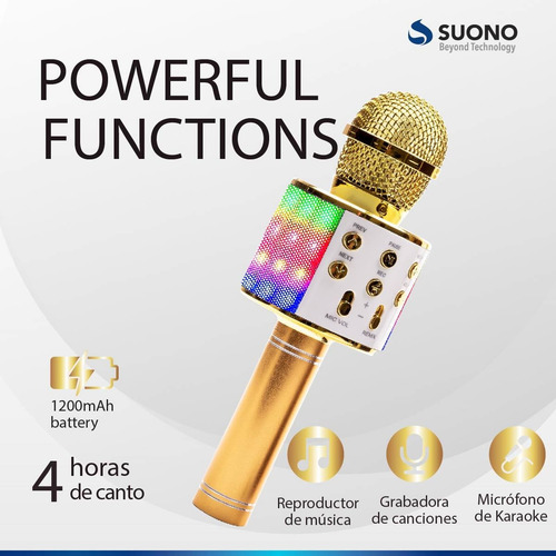 Imagen 5 de 10 de Microfono Karaoke Bluetooth Parlante Usb Recargable Fiestas