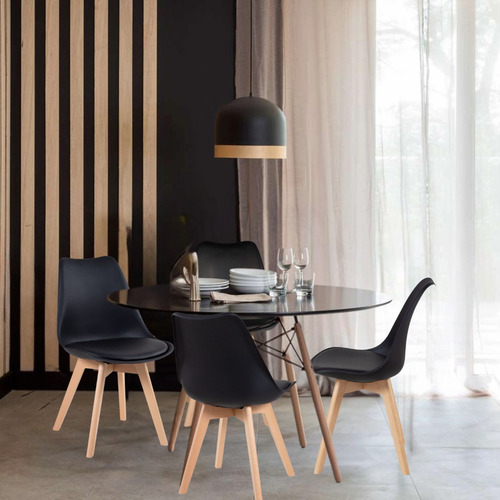 Conjunto Mesa Eiffel 100cm Mdf Tx 04 Cadeiras Leda Saarinen