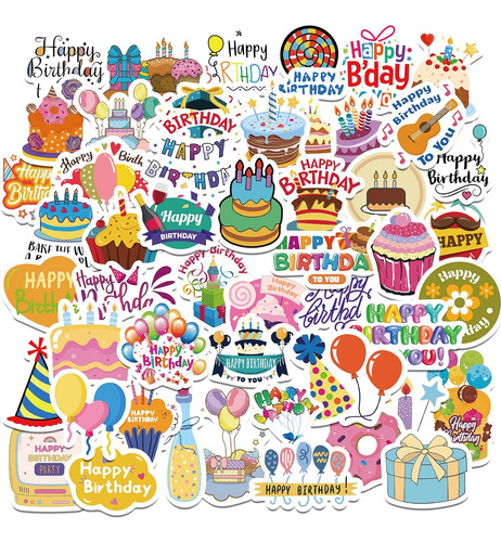 Konsait Pegatizas De Feliz Cumpleaños Para Niños, Calcomanía