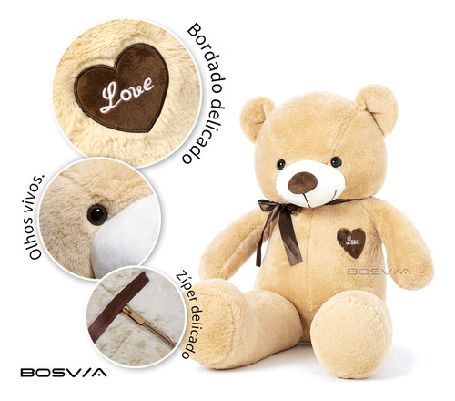 Urso De Pelúcia Gigante Brinquedo Presente Para Meninas 1.1m