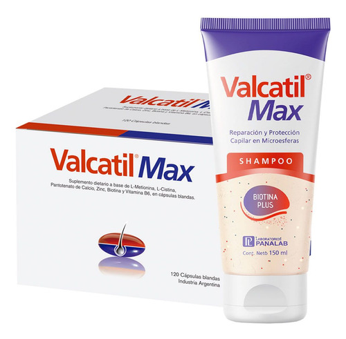 Combo Valcatil Max 120 Caps + Valcatil Max Shampoo 150ml