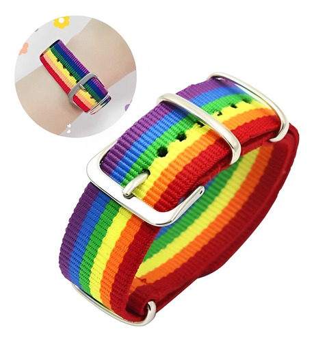 Pulsera Correa Reloj Arcoíris Lgbt Orgullo Gay Brazalete 2pk