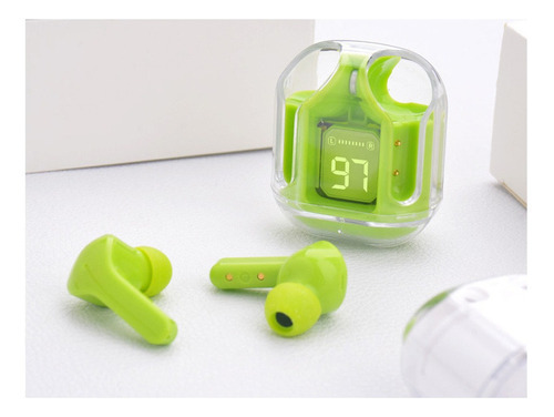 Audífonos Inalámbricos Bluetooth Screen Digital Tws Color Verde Menta