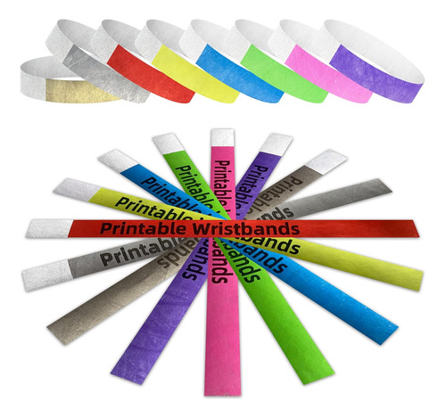 - 160 Ct. ¾  Pulseras De Papel Tyvek Imprimibles Impre...