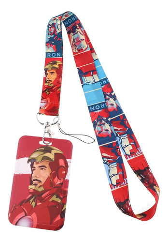 Lanyard Iron Man Con Porta Credencial Impresión Digital 