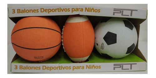 Set 3 Balones Niños Futbol Básquet Futbol Americano Plt