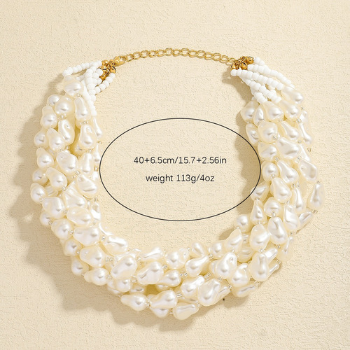 Collar Multicapa De Perlas De Imitación Con Cuentas Hechas A