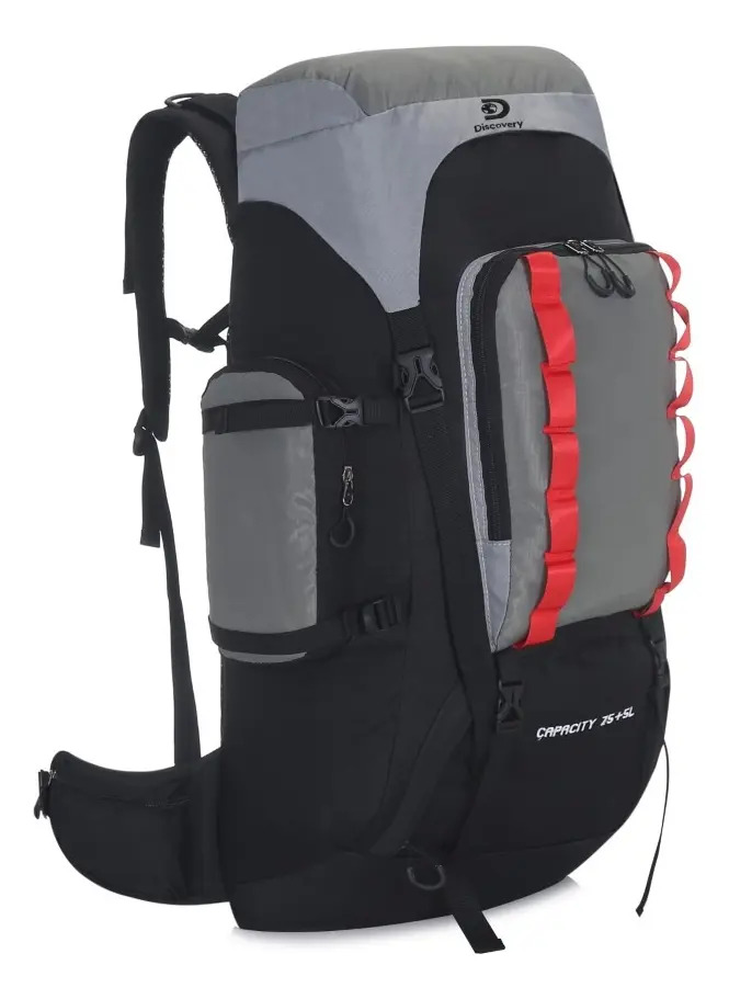 Mochila Discovery Unisex Camping Verde Negro Rojo Cli Diseño de la tela Liso