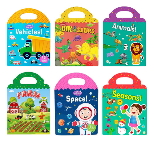 Set 6 Libros De Stickers Reutilizables Para Niños