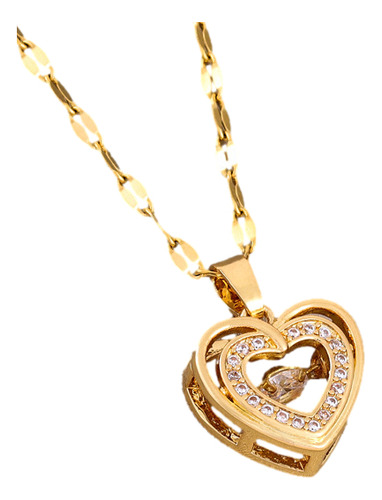 Collar Mujer De Corazón Con Baño De Oro 18k Elegante Dije Colgante Chapado En Oro Con Zirconia Cúbica Para Novia Esposa Mama Cumpleaños Aniversario 1 Pieza Tender Lihome