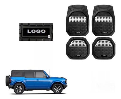 Tapetes 4pz Bandeja 3d Logo Ford Bronco 2022 2023 2024 2025