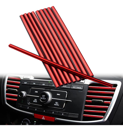 Atmomo - 10 Tiras De Ventilacin Para Coche, Color Rojo