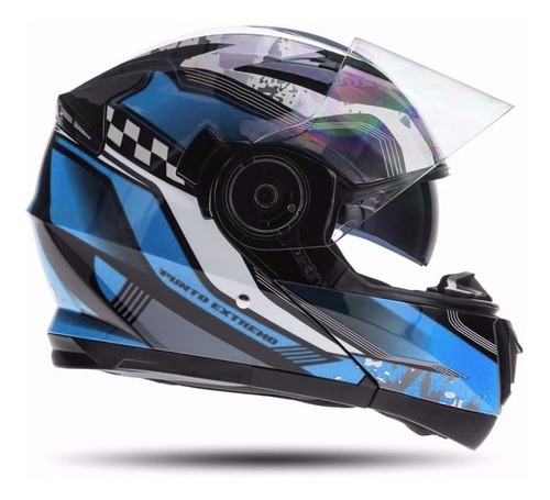 Cascos Rebatible Punto Extremo Doble Visor Xr650 Azul Negro