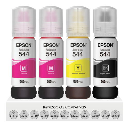 Kit T544 Com 2 Magenta 1 Preta 1 Amarelo Original Epson