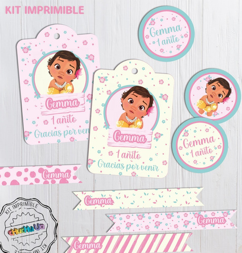 Kit Imprimible Personalizado Moana Bebe