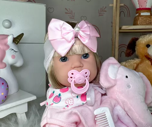 Boneca Bebê Reborn Realista 22 Itens Menina Loira Bolsa