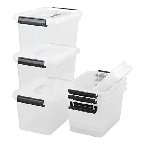 6 Quart Small Storage Bins With Lids, 6 Pack Plastic Bo...