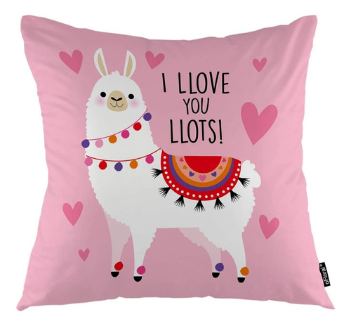 Alpaca Throw Pillow Cover Cute Llama Letter I Love You ...