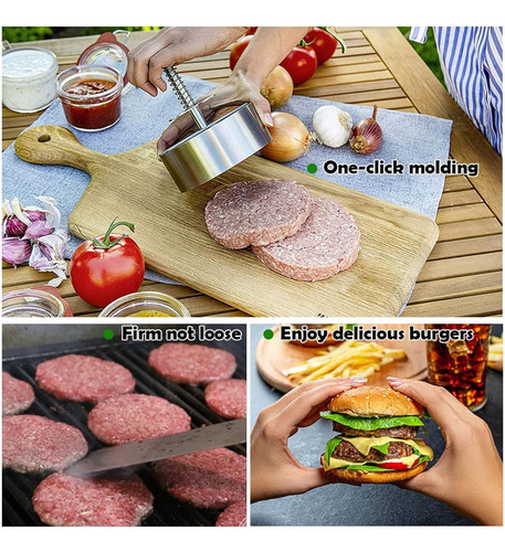 Prensa Para Hamburguesas De Acero Inoxidable Con Botón De Re