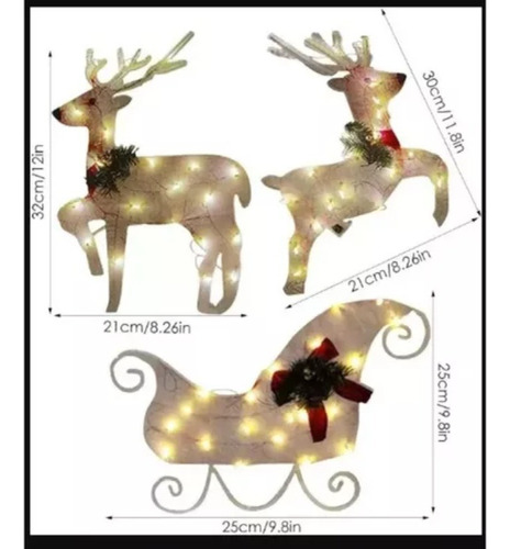 Decoración Navideña Con Alce Con Luz Led.