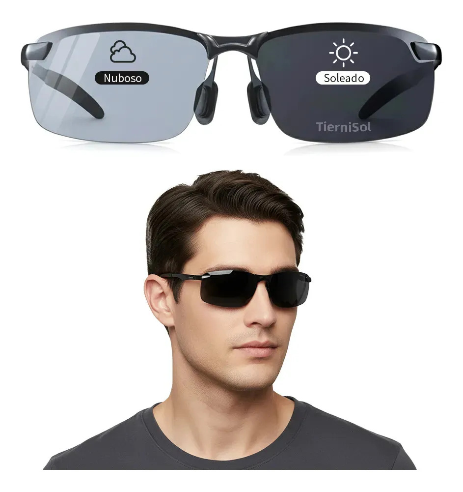 Lentes Polarizados Gafas Sol Fotocrómicas Protección Uv Negro