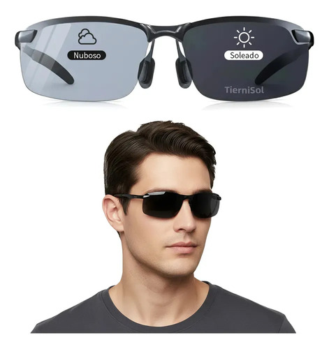 Lentes Polarizados Gafas Sol Fotocrómicas Protección Uv Negro