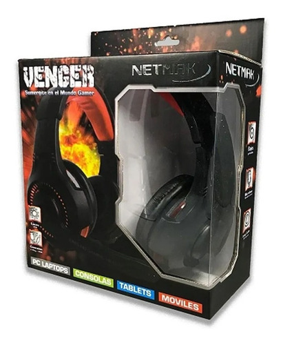 Auricular Gamer Netmak Nm-venger Para Pc Mic Usb + Luces Led