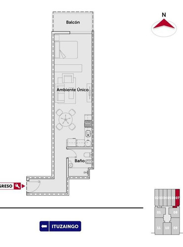 Imagen 2 de 12 de Monoambiente Con Balcon Terraza - Ituzaingo 650