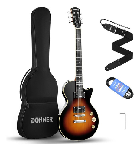 Kit Completo Guitarra Elétrica Les Paul Com Acessórios Cor Dlp-124 Sunburst