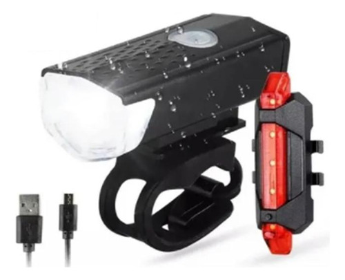 Lanterna Farol Bike Frontal + Pisca Trasero Led Recarregável