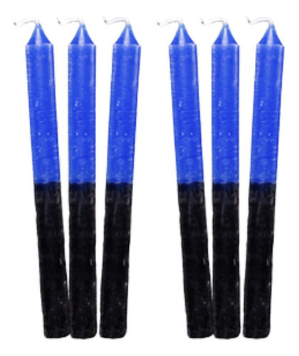 1 Kg De Vela Palito Bicolor Azul E Preta 18cm - Quilo