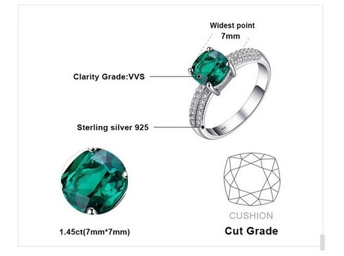 Anillo De Compromiso Esmeralda En Plata 925 Con Estuche