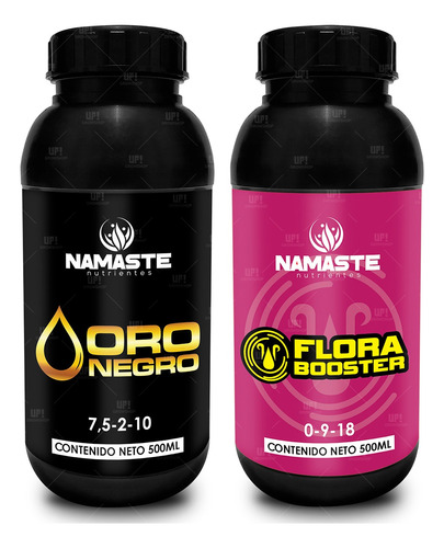 Flora Booster Y Oro Negro Combo Crecimiento Floración 500cc